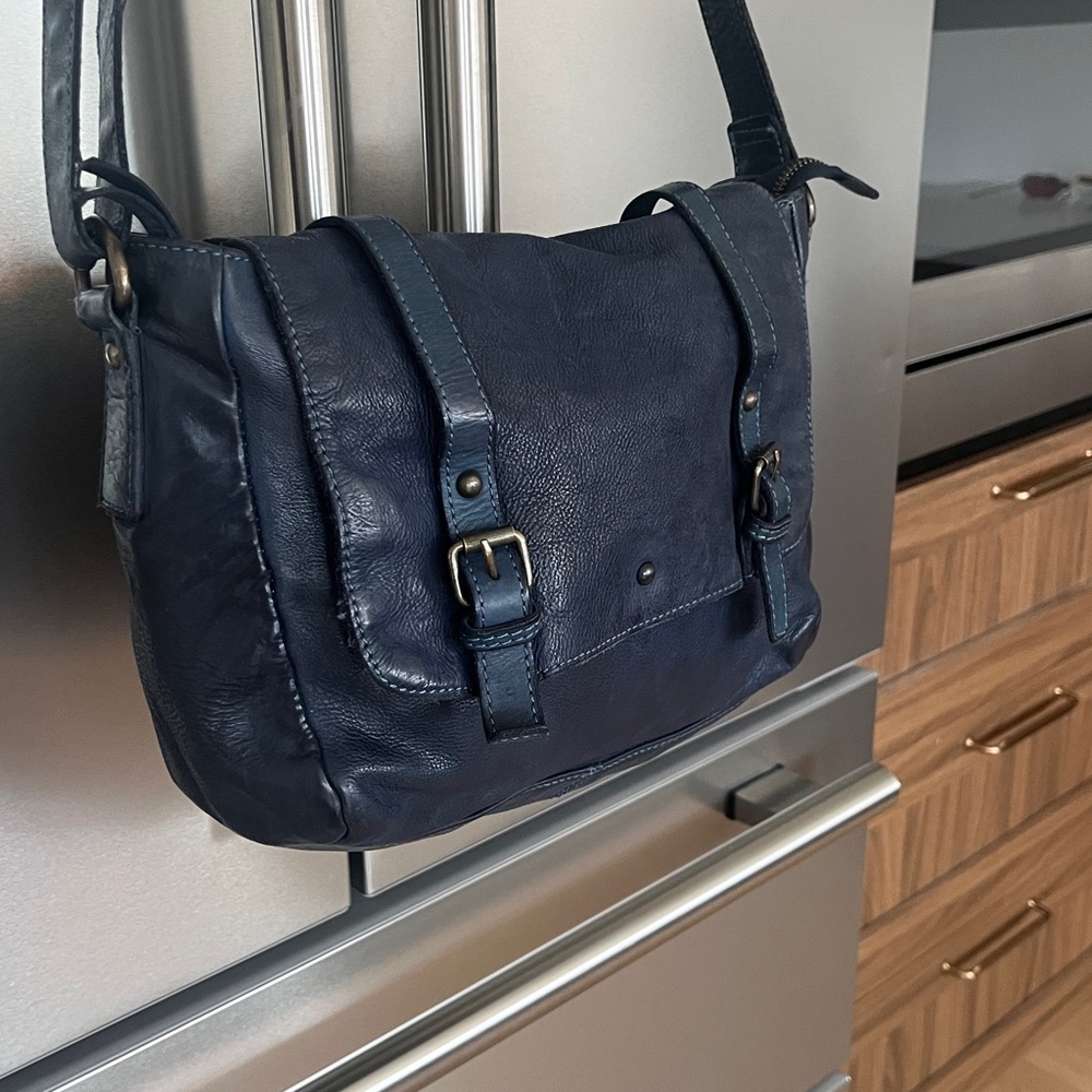 Elegant Navy Leather Satchel